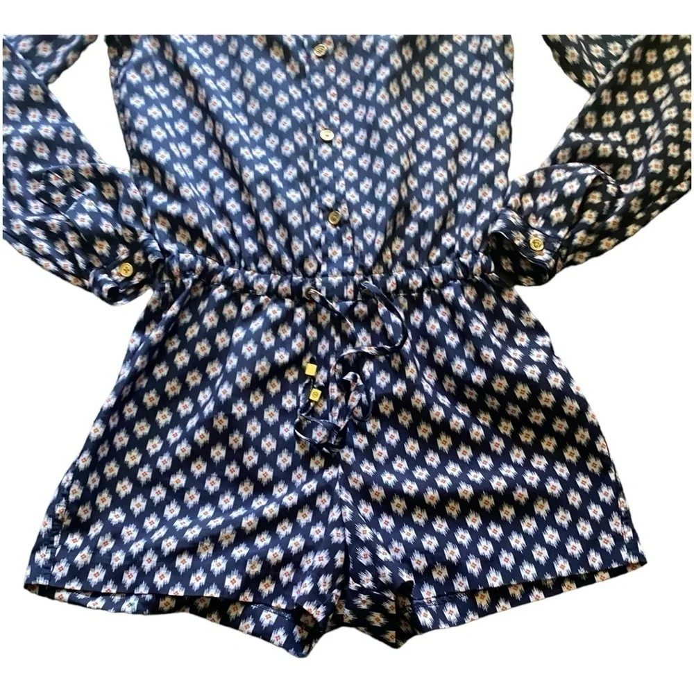 MICHAEL KORS-BLUE IKAT PRINT ROMPER-SIZE XXS